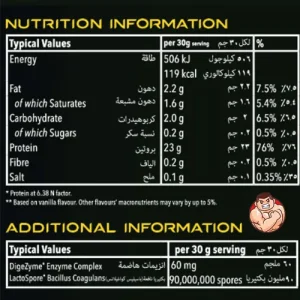 جدول ارزش غذایی پروتئین وی 100% واوان جدول ارزش غذایی پروتئین وی 100% واوان